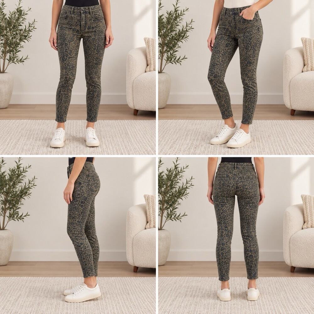STS Blue Ellie Women’s 28 Olive Leopard High Rise Ankle Skinny Jeans